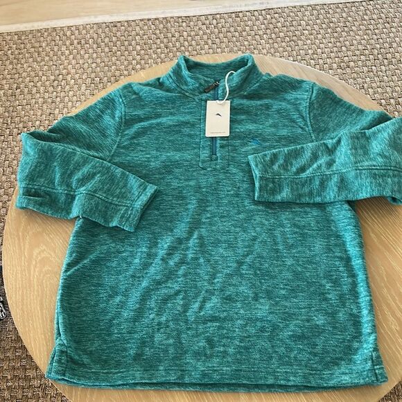Tommy Bahama Cloud Peak, Half Zip Fleece Sweatshirt Quetzal Green, Large, NWT - Picture 2 of 10